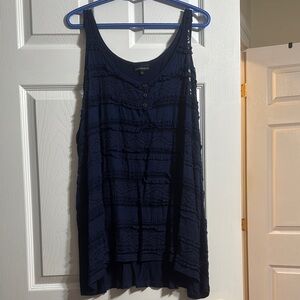 Asymmetrical Blue Buttoned Tank Top